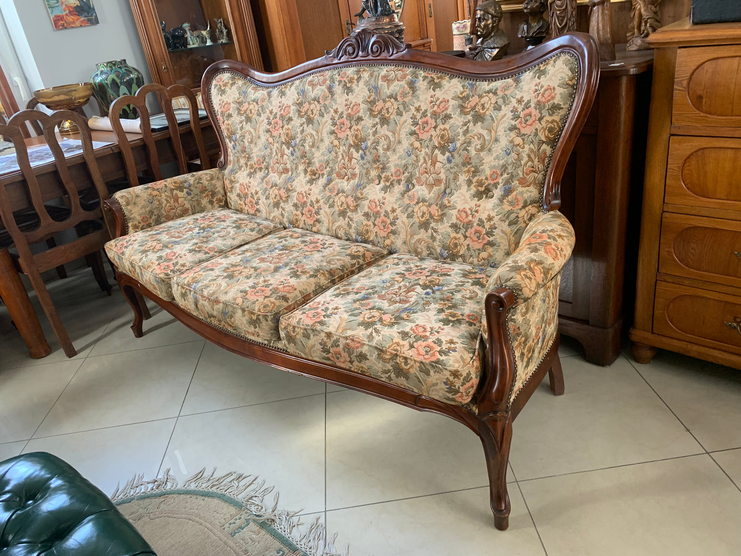 Sofa 3-osobowa Ludwik Filip, mahoniowa