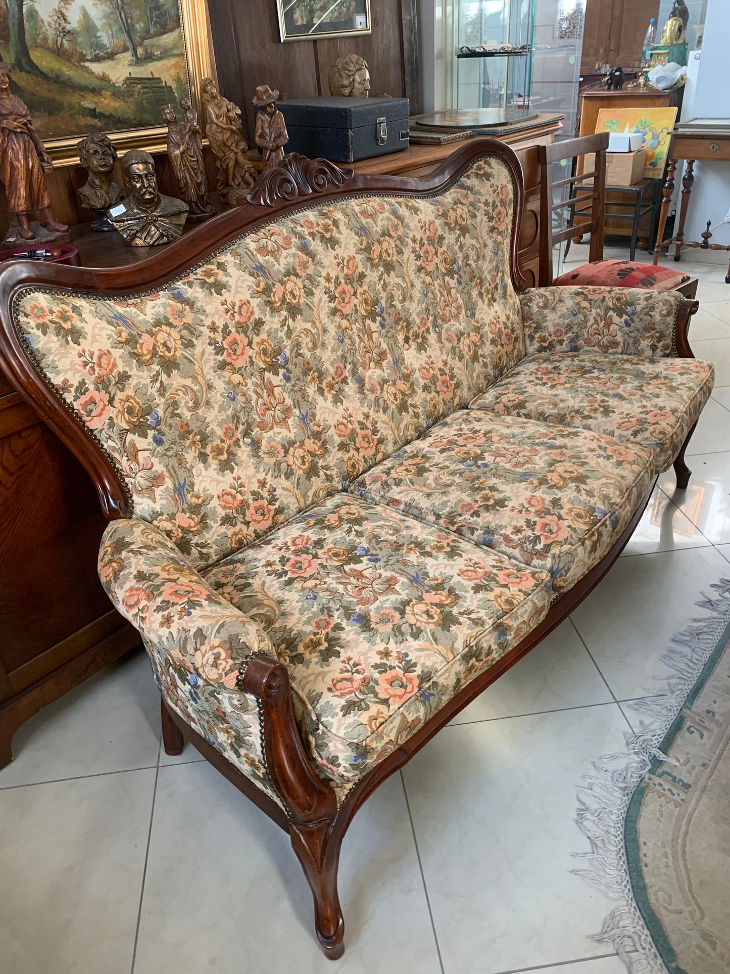 Sofa 3-osobowa Ludwik Filip, mahoniowa