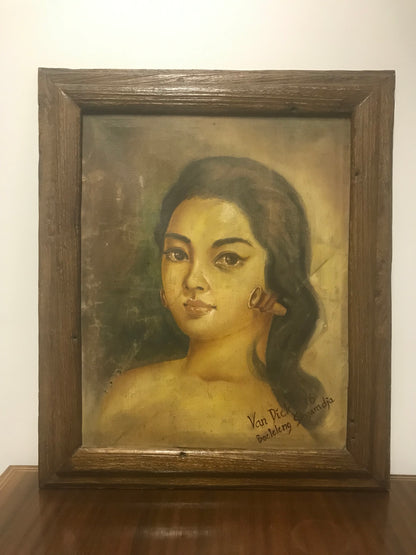 Zabytkowy obraz, portret kobiety sygnowany Van Dick z 1936 roku