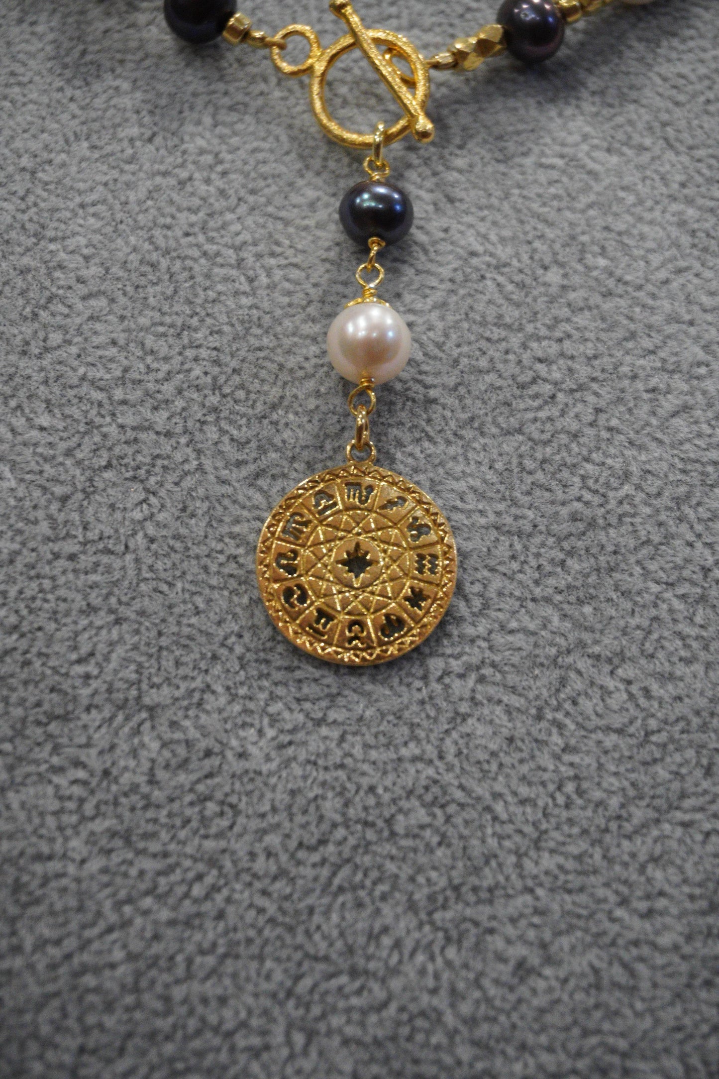 Naszyjnik, perła, srebro pozłacane