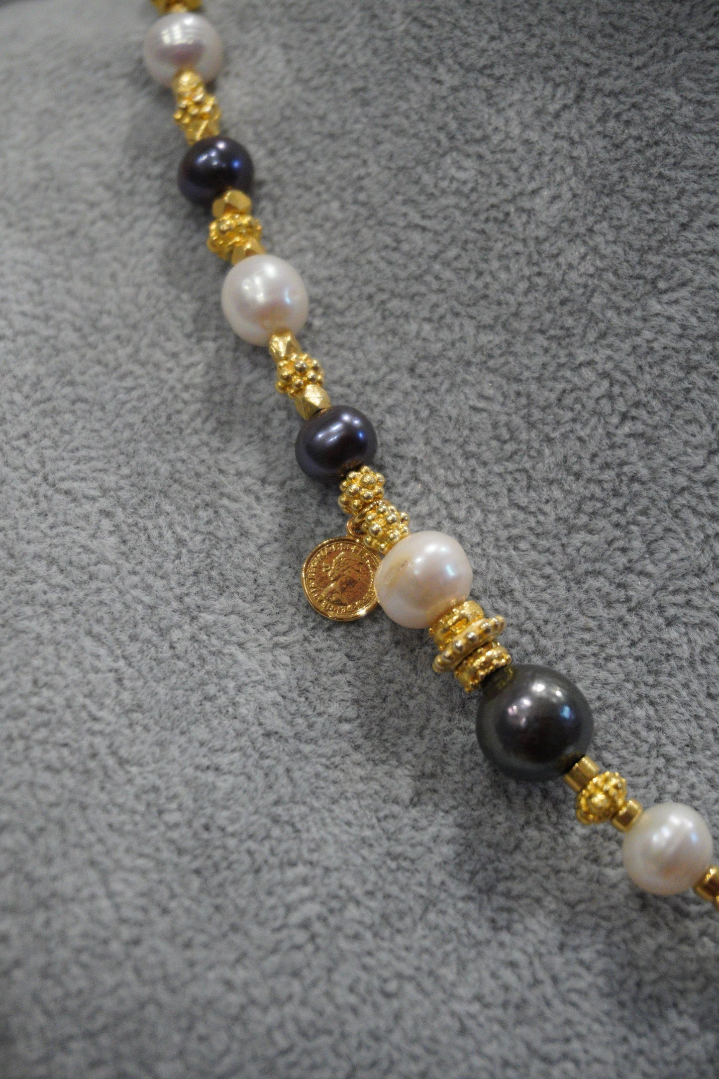 Naszyjnik, perła, srebro pozłacane