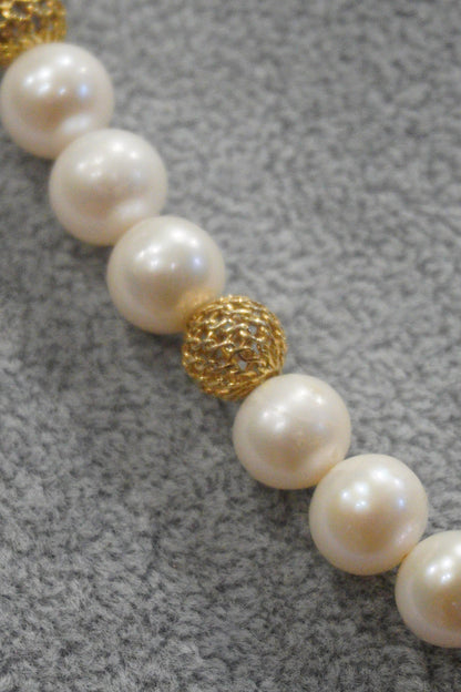 Naszyjnik, perła, srebro pozłacane