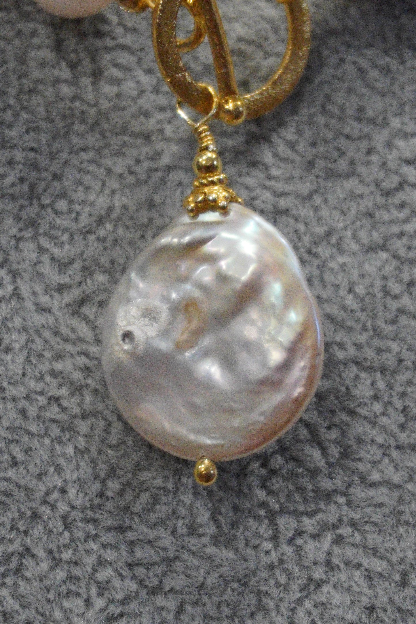 Naszyjnik, perła, srebro pozłacane