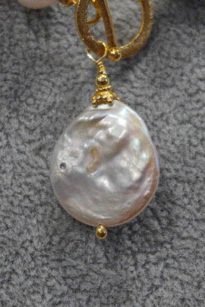 Naszyjnik, perła, srebro pozłacane