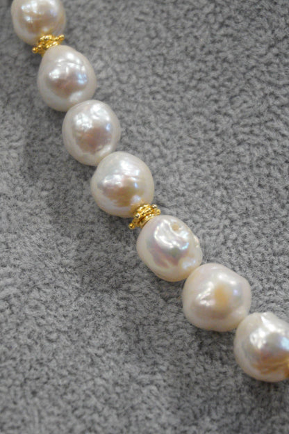 Naszyjnik, perła, srebro pozłacane