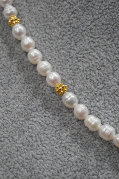 Naszyjnik, perła hodowlana, srebro pozłacane