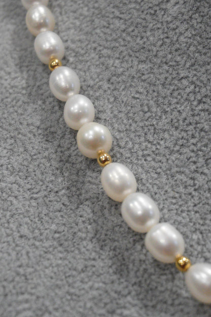 Naszyjnik z pereł hodowlanych z zawieszką, srebro pozłacane