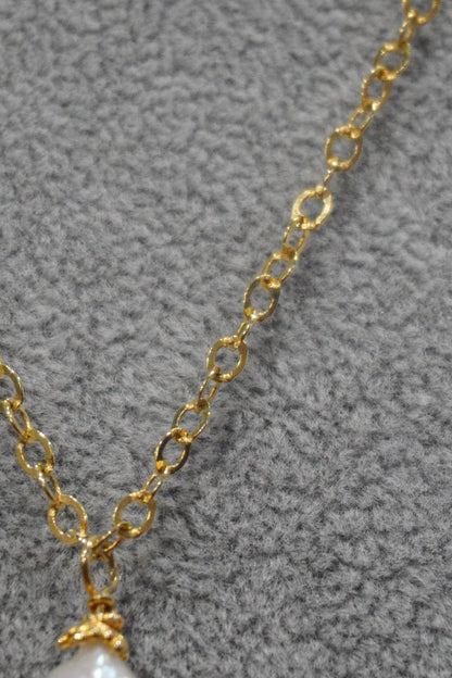 Naszyjnik, perła hodowlana na łańcuszku, srebro pozłacane