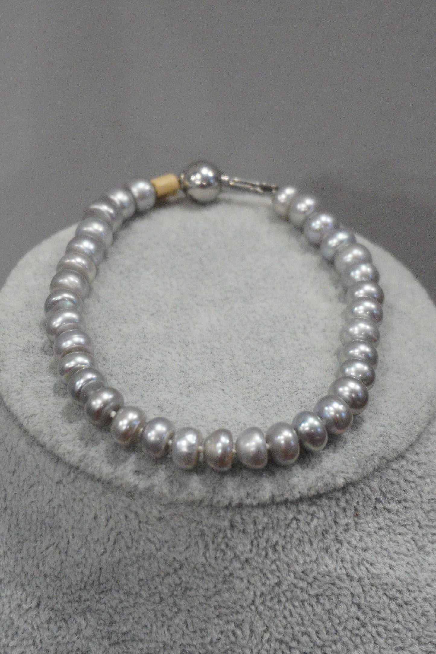 Bransoletka, perła hodowlana, szara