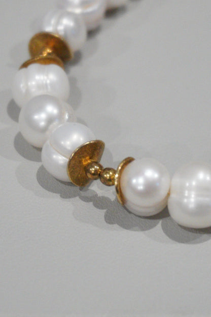 Bransoletka, perła hodowlana, srebro pozłacane