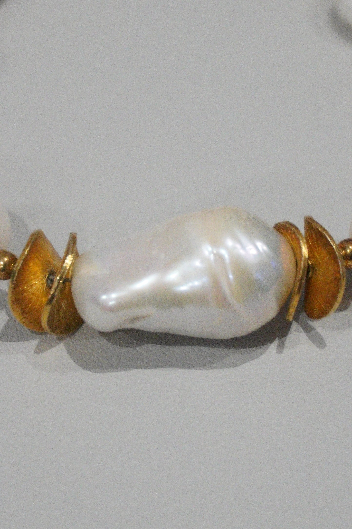 Bransoletka, perła hodowlana, srebro pozłacane