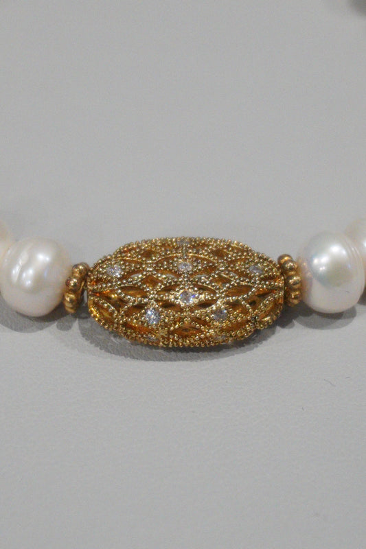 Bransoletka z pereł hodowlanych, srebro pozłacane