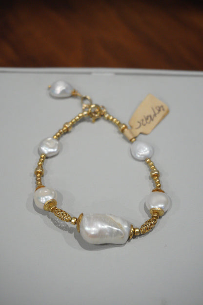 Bransoletka perła hodowlana, srebro pozłacane