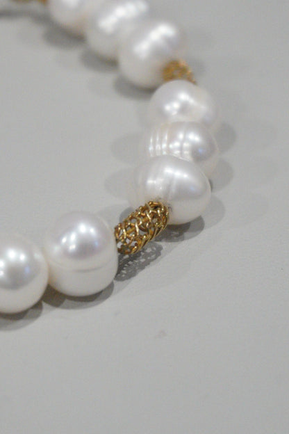 Bransoletka z perły hodowlanej, srebro pozłacane