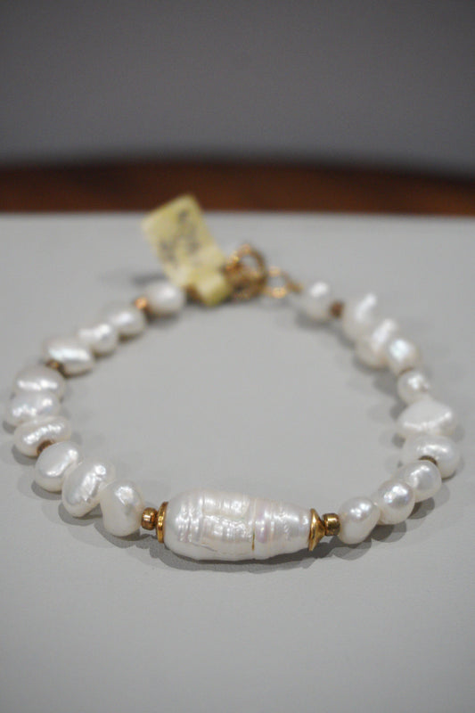 Bransoletka z pereł hodowlanych, srebro pozłacane