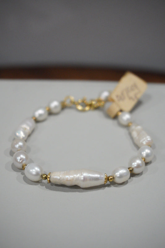 Bransoletka z pereł hodowlanych, srebro pozłacane