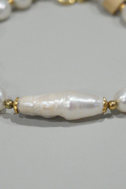 Bransoletka z pereł hodowlanych, srebro pozłacane