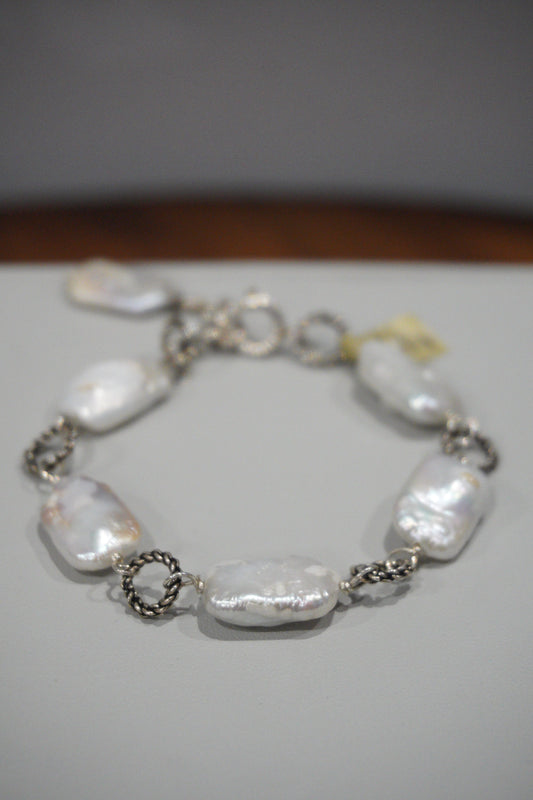 Bransoletka z pereł hodowlanych, srebro 925