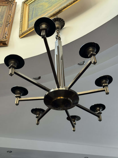 Żyrandol Art Déco, ośmioramienny Marciniak