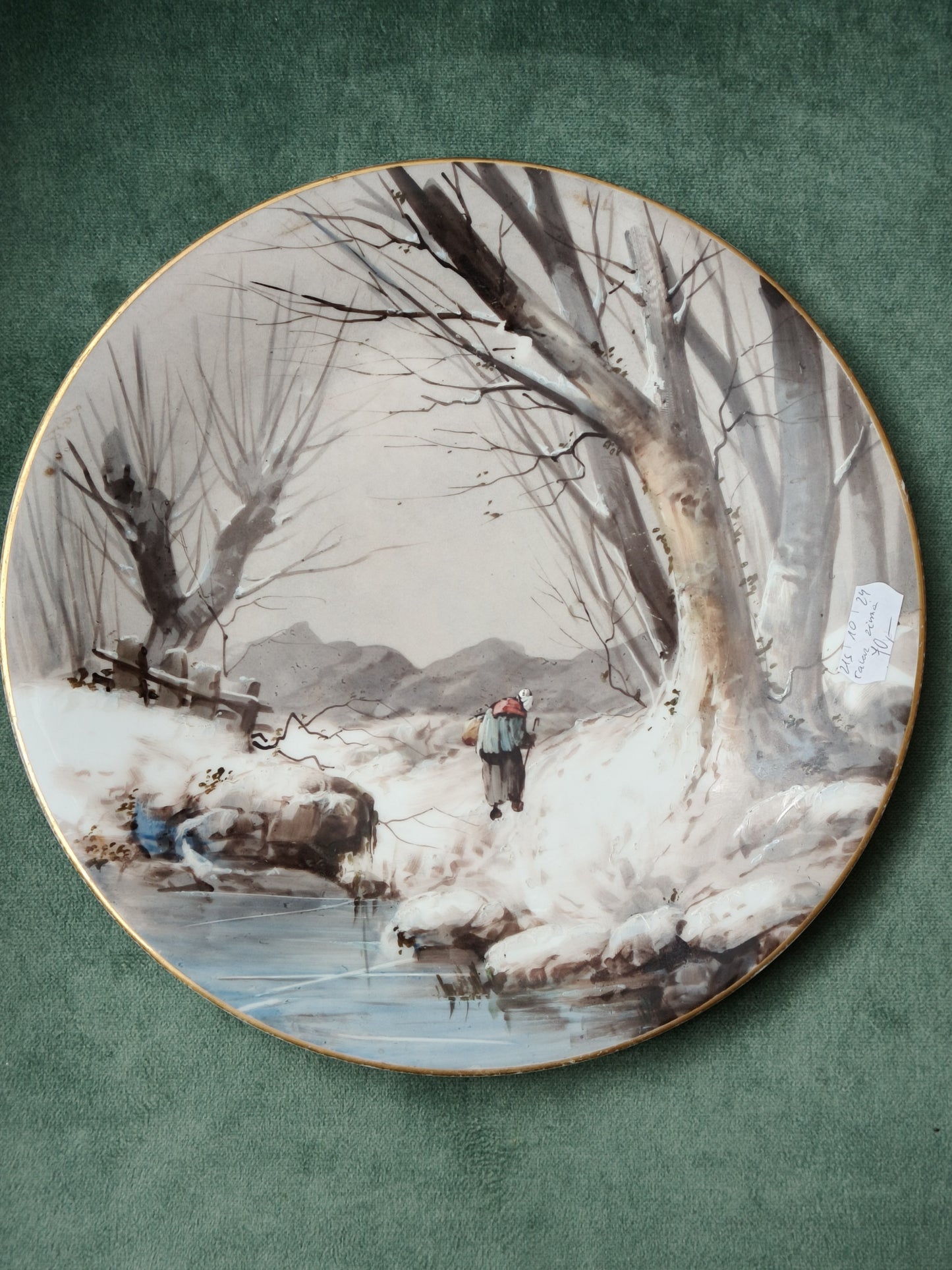 Talerz dekoracyjny, scenka rodzajowa, porcelana