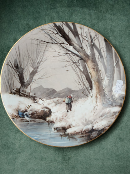 Talerz dekoracyjny, scenka rodzajowa, porcelana