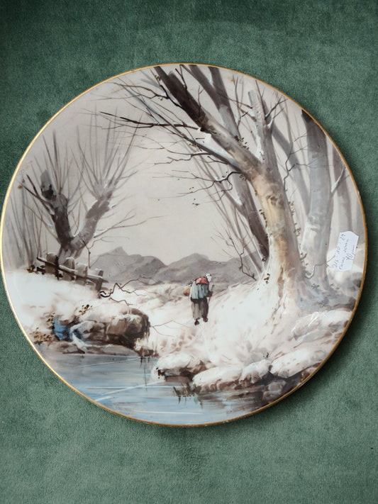 Talerz dekoracyjny, scenka rodzajowa, porcelana