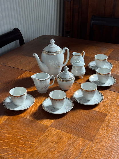 Tea set, porcelain, gold-plated