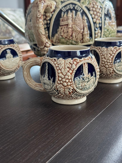 Zestaw do ponczu, waza i 7 kubków